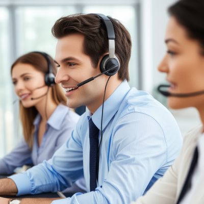 Professional customer service representative helping clients