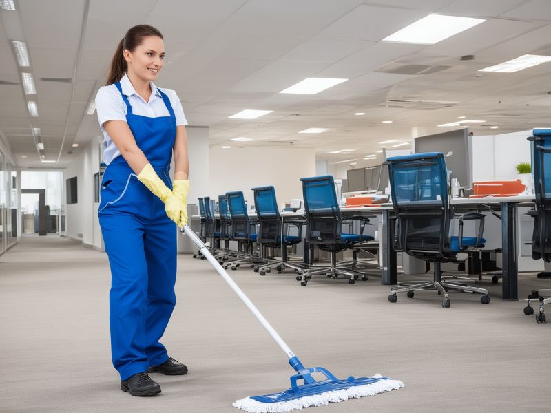 Professional office cleaning service in modern corporate building